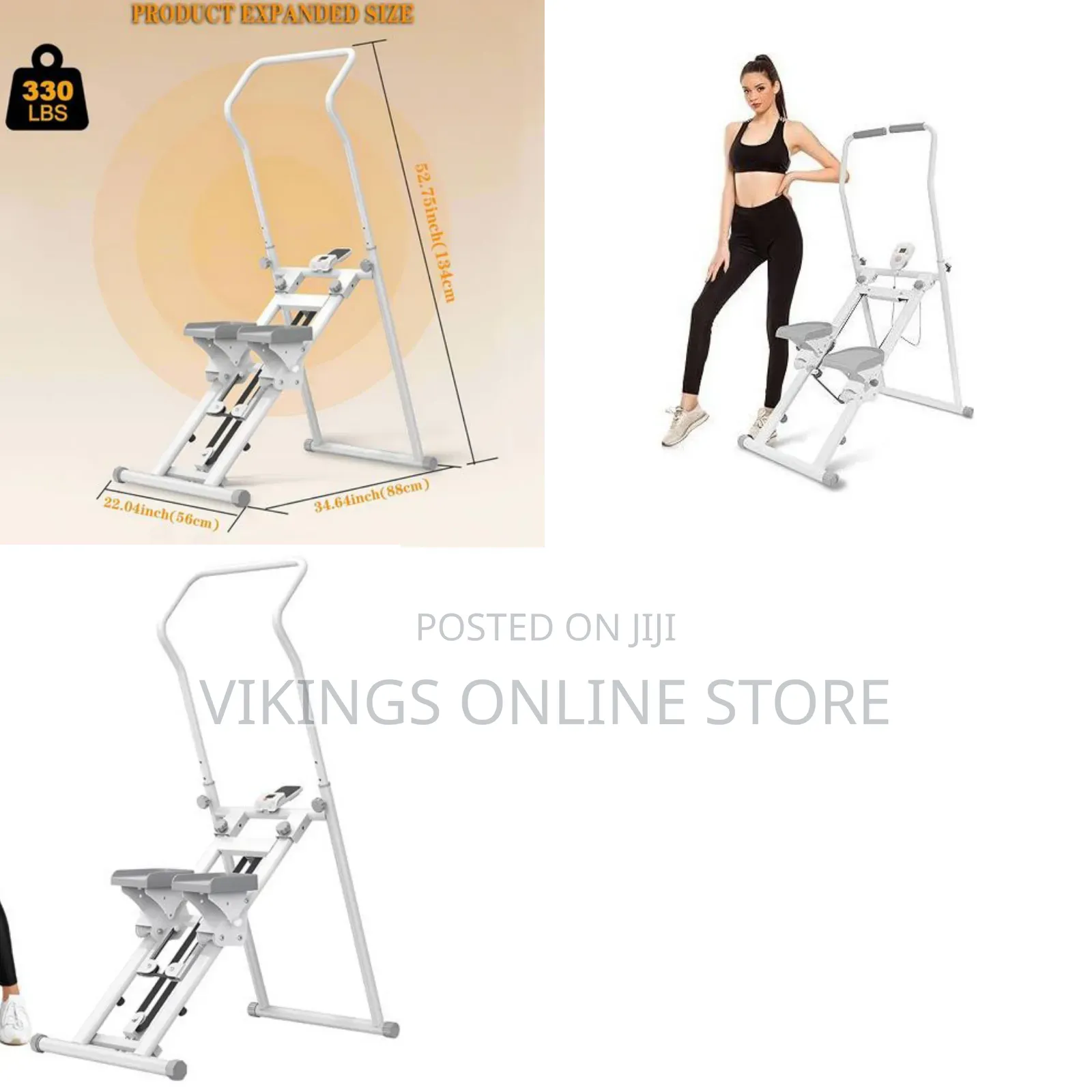 Folding Vertical Stair Climber and Cardio Exercise Machine