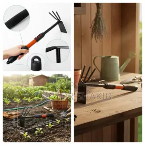2-in-1 Garden Hoe and 3-Prong Hand Cultivator