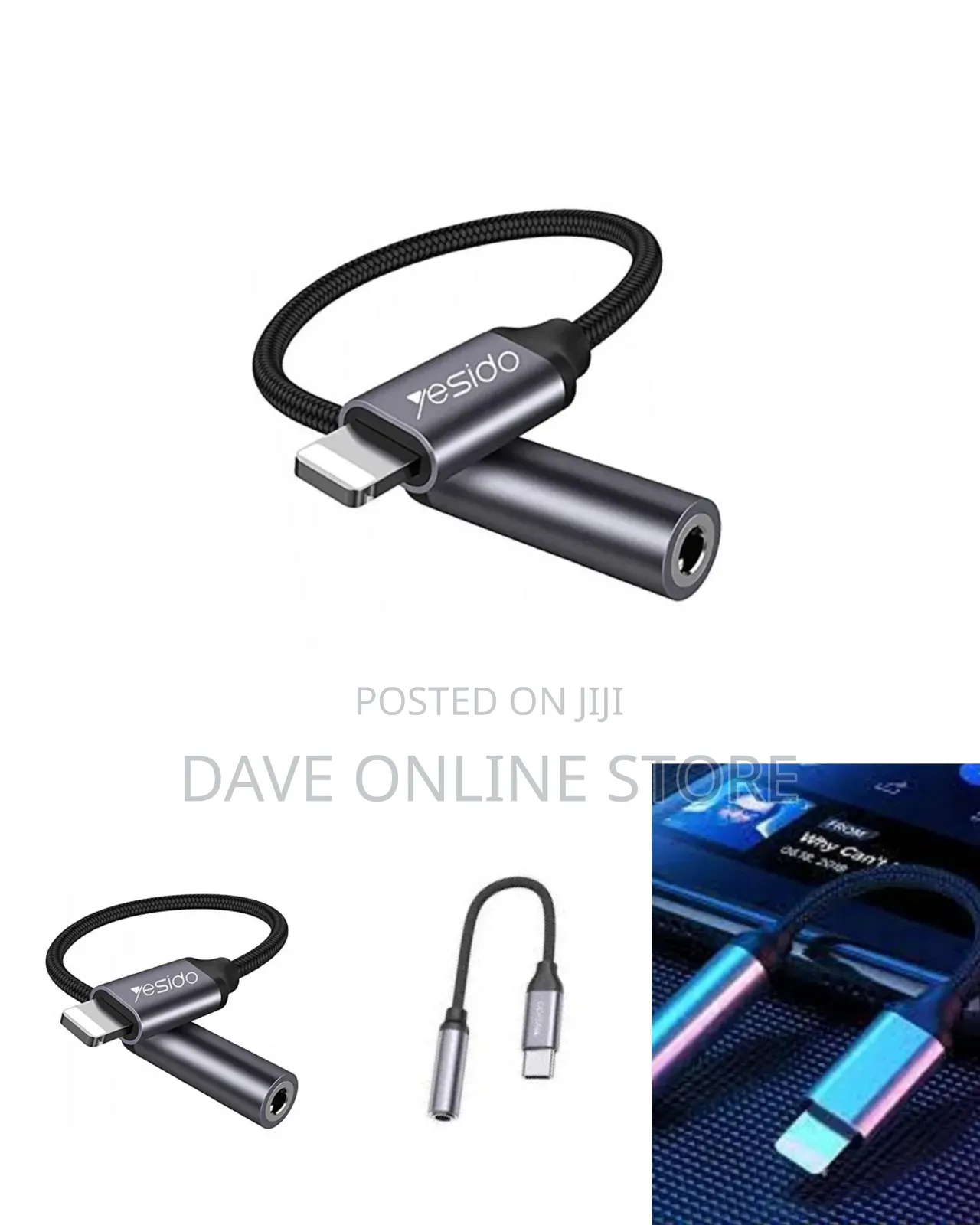 Yesido Lightning to 3.5mm Headphone Adapter Cable (Model YAU21)