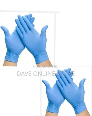 Pair of Blue Disposable Nitrile Examination Gloves