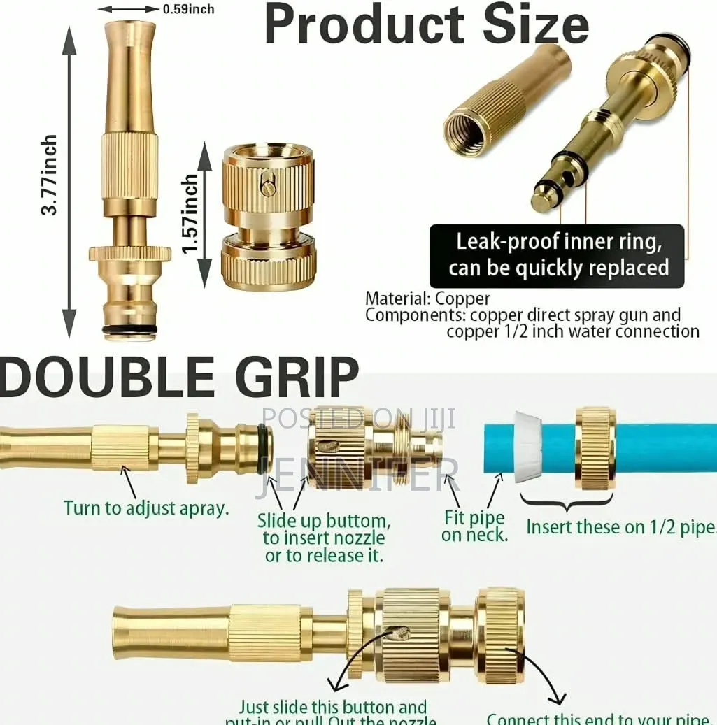 Solid Brass Adjustable High-Pressure Hose Nozzle
