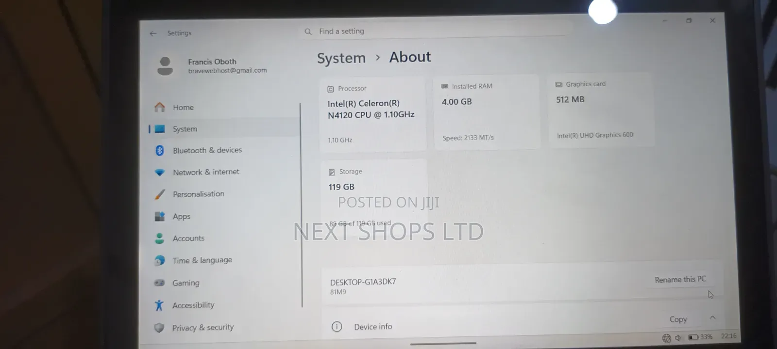 Laptop Lenovo Yoga C740 4GB Intel Celeron HDD+SSD 128GB