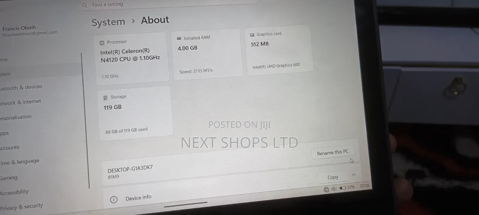 Laptop Lenovo Yoga C740 4GB Intel Celeron HDD+SSD 128GB