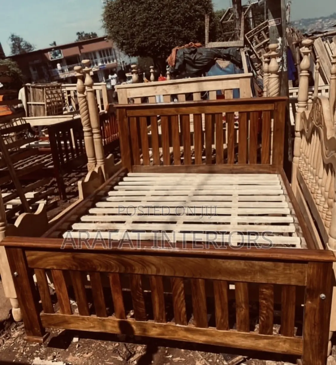 5by6 Solid Dark Wood Bed Frame