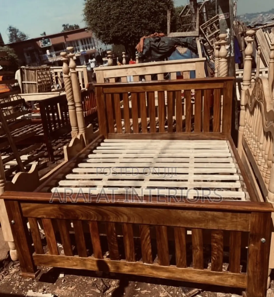 5by6 Solid Dark Wood Bed Frame