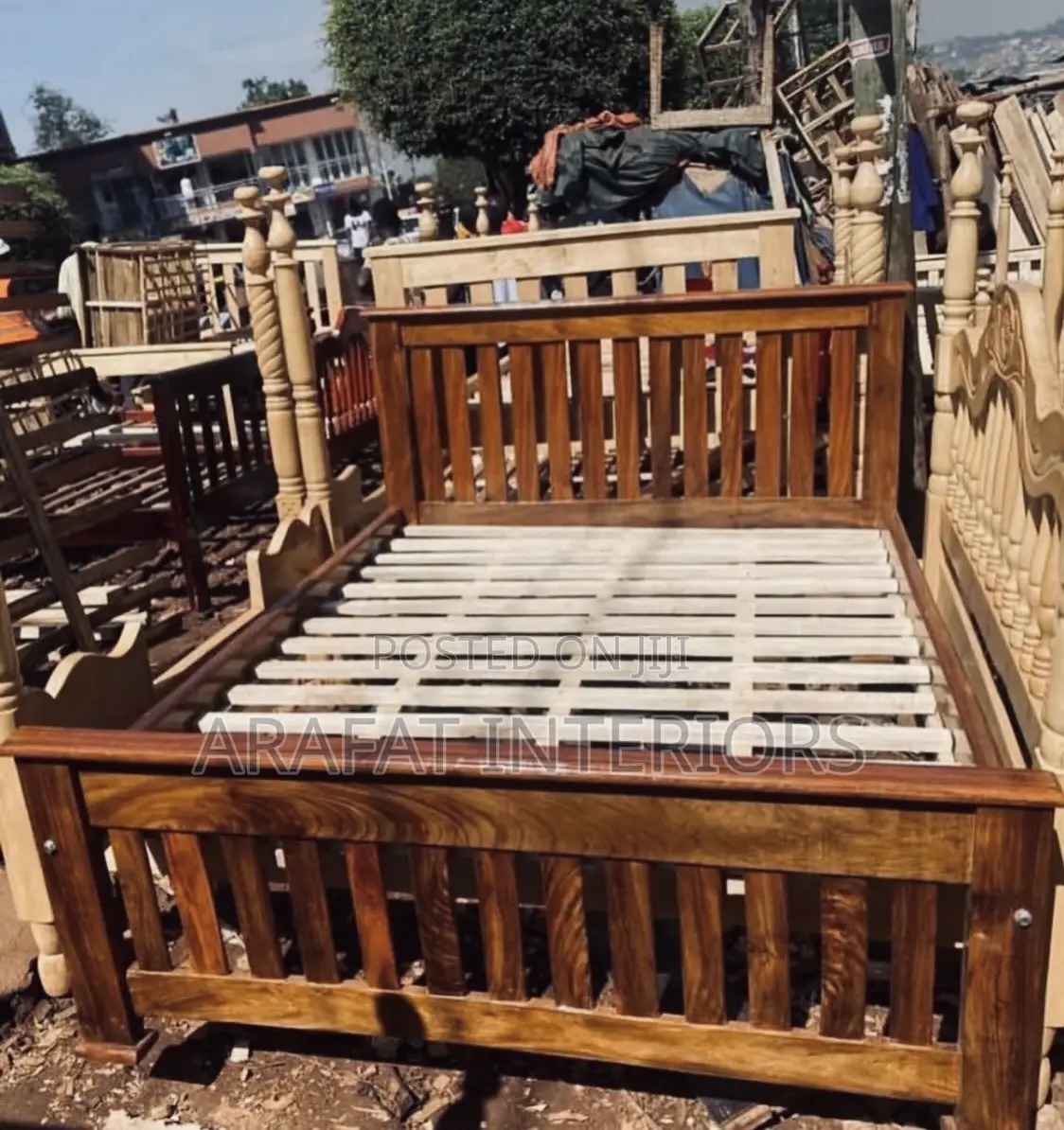 Traditional Wooden Slat Bed (With Headboard & Footboard)