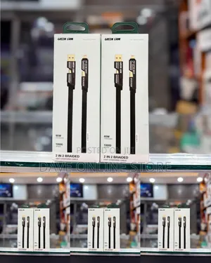 Green Lion 2-in-2 Braided Fast Charging Cable (65W).