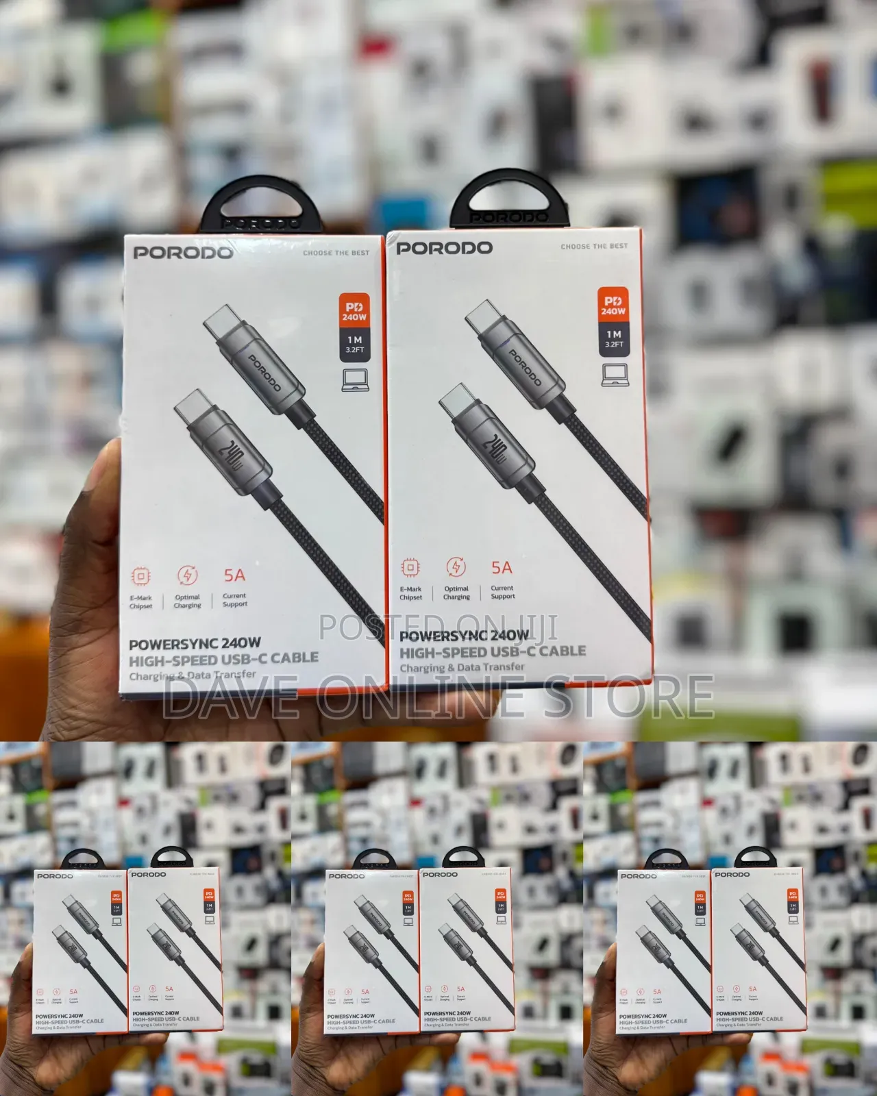 Porodo PowerSync 240W High-Speed USB-C Cable