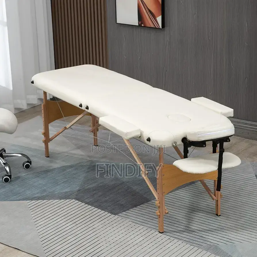 Portable Massage Bed Folding Beauty Massage Table Cream White