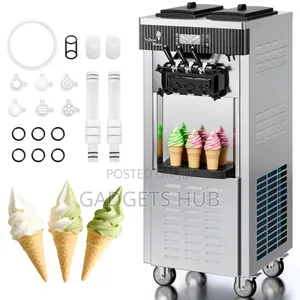 Ice Cream Machine 2450W Vertical Commercial 3 Dispensers LCD