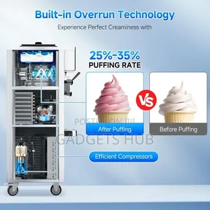 Ice Cream Machine 2450W Vertical Commercial 3 Dispensers LCD