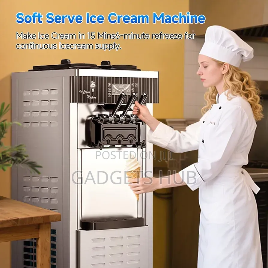 Ice Cream Machine 2450W Vertical Commercial 3 Dispensers LCD
