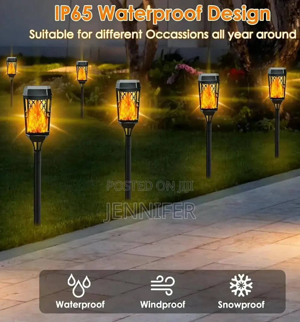 4pcs Solar-Powered LED Garden Torch Lights