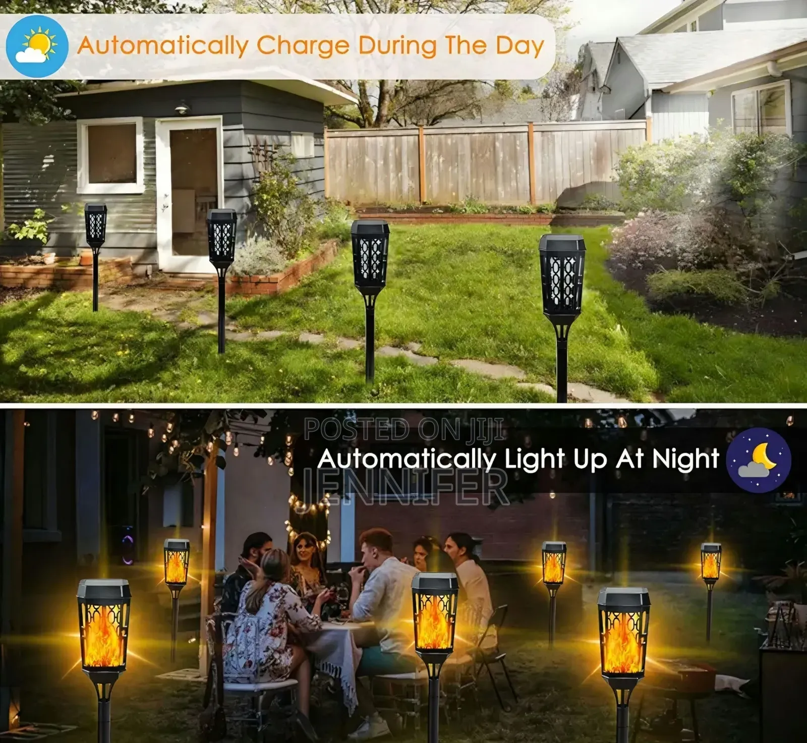 4pcs Solar-Powered LED Garden Torch Lights