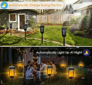 4pcs Solar-Powered LED Garden Torch Lights