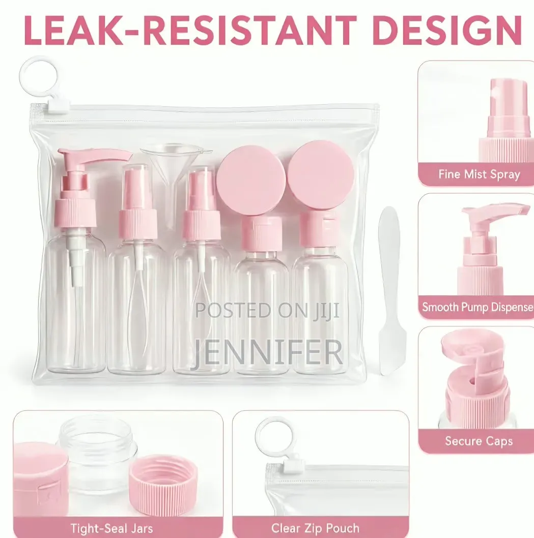 9pcs Piece Clear Travel Empty Bottle Set Travel Set