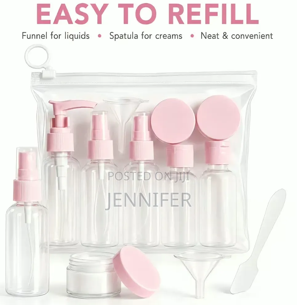 9pcs Piece Clear Travel Empty Bottle Set Travel Set