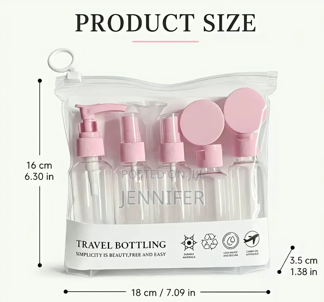 9pcs Piece Clear Travel Empty Bottle Set Travel Set