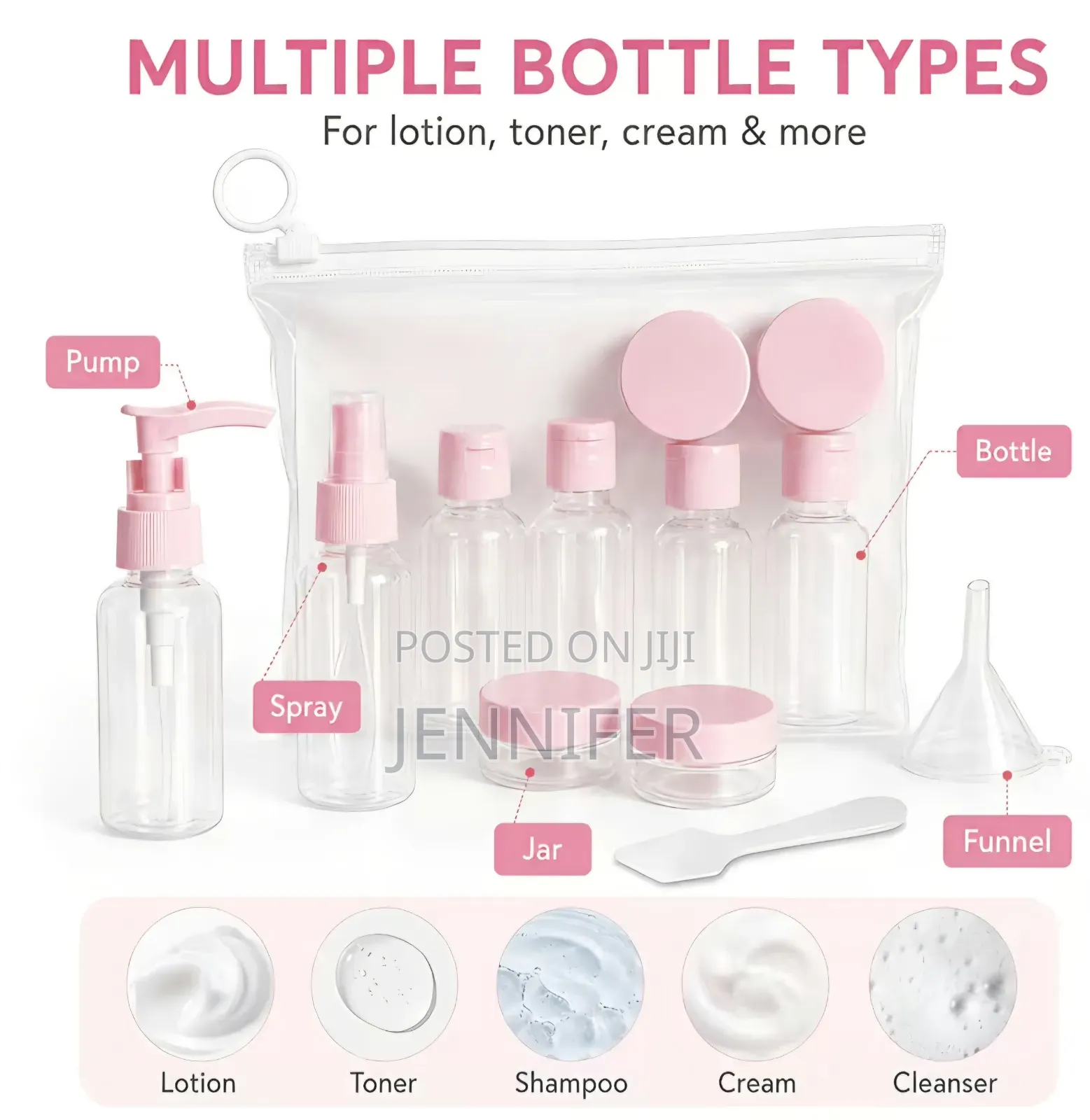 9pcs Piece Clear Travel Empty Bottle Set Travel Set