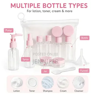 9pcs Piece Clear Travel Empty Bottle Set Travel Set