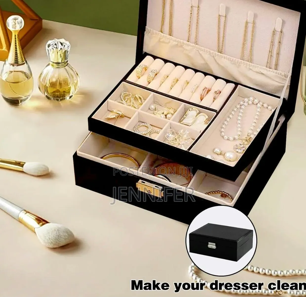 PU Leather 2-Layer Jewelry Box Organizer