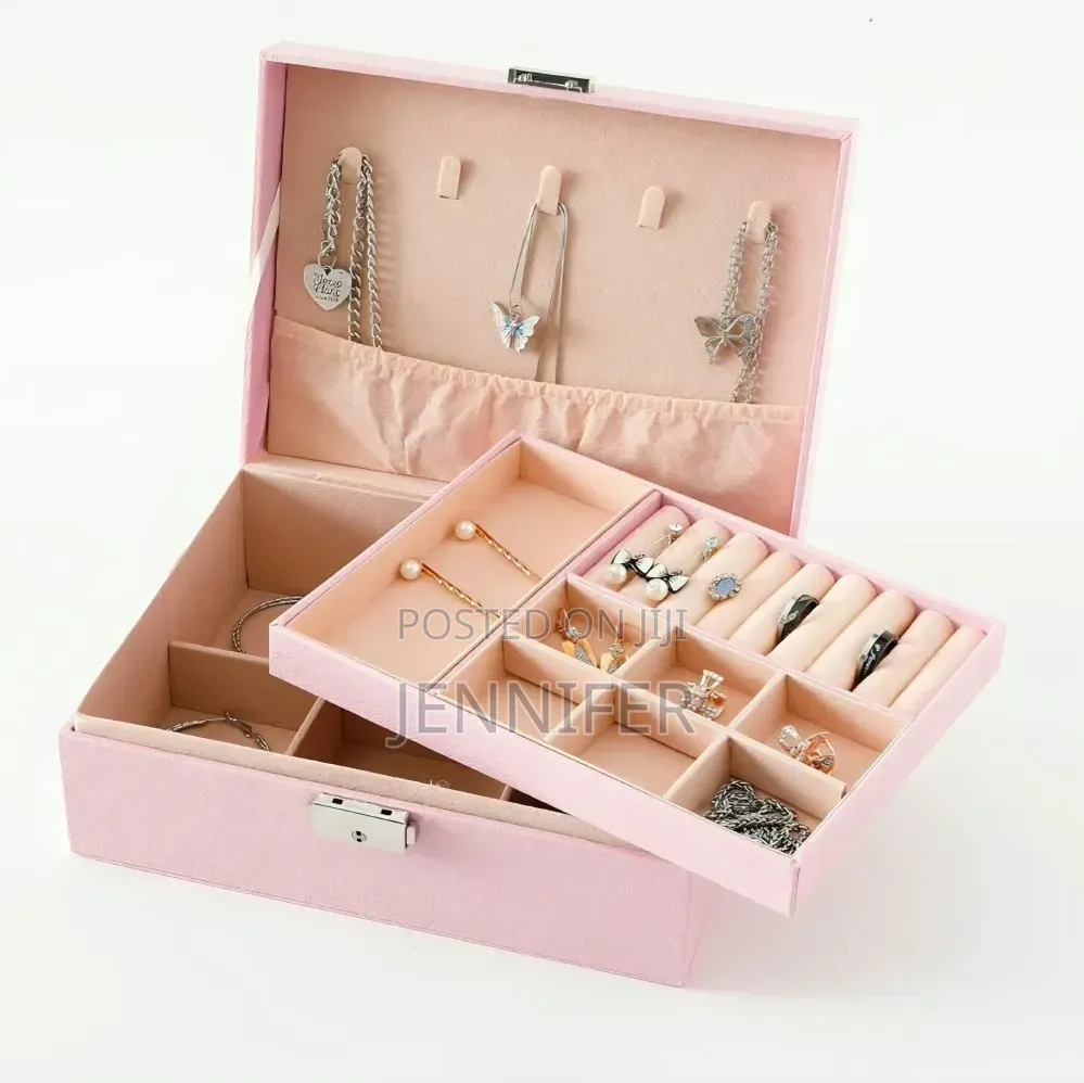 PU Leather 2-Layer Jewelry Box Organizer
