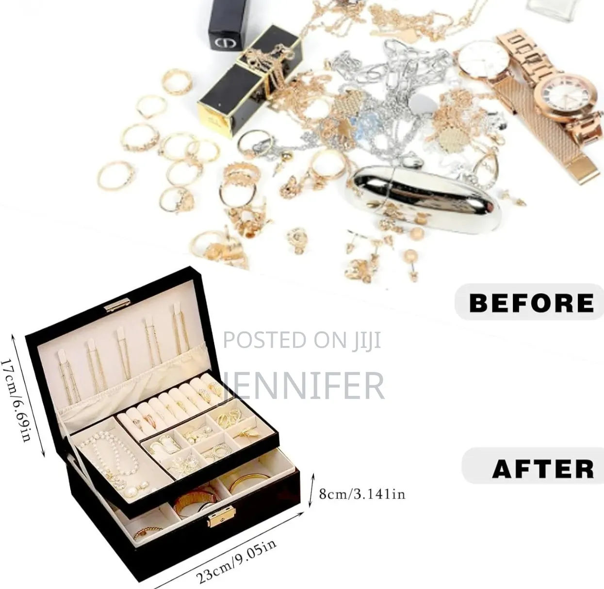 PU Leather 2-Layer Jewelry Box Organizer