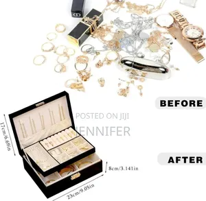 PU Leather 2-Layer Jewelry Box Organizer