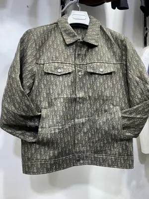 Men's Dior Designer Denim Jacket Oblique Monogram Olive Green