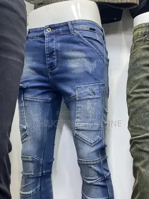 Men’s Blue Cargo Biker Jean