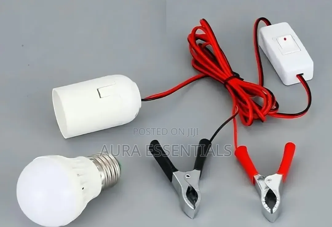 12V LED Work Light Bulb With Battery Alligator