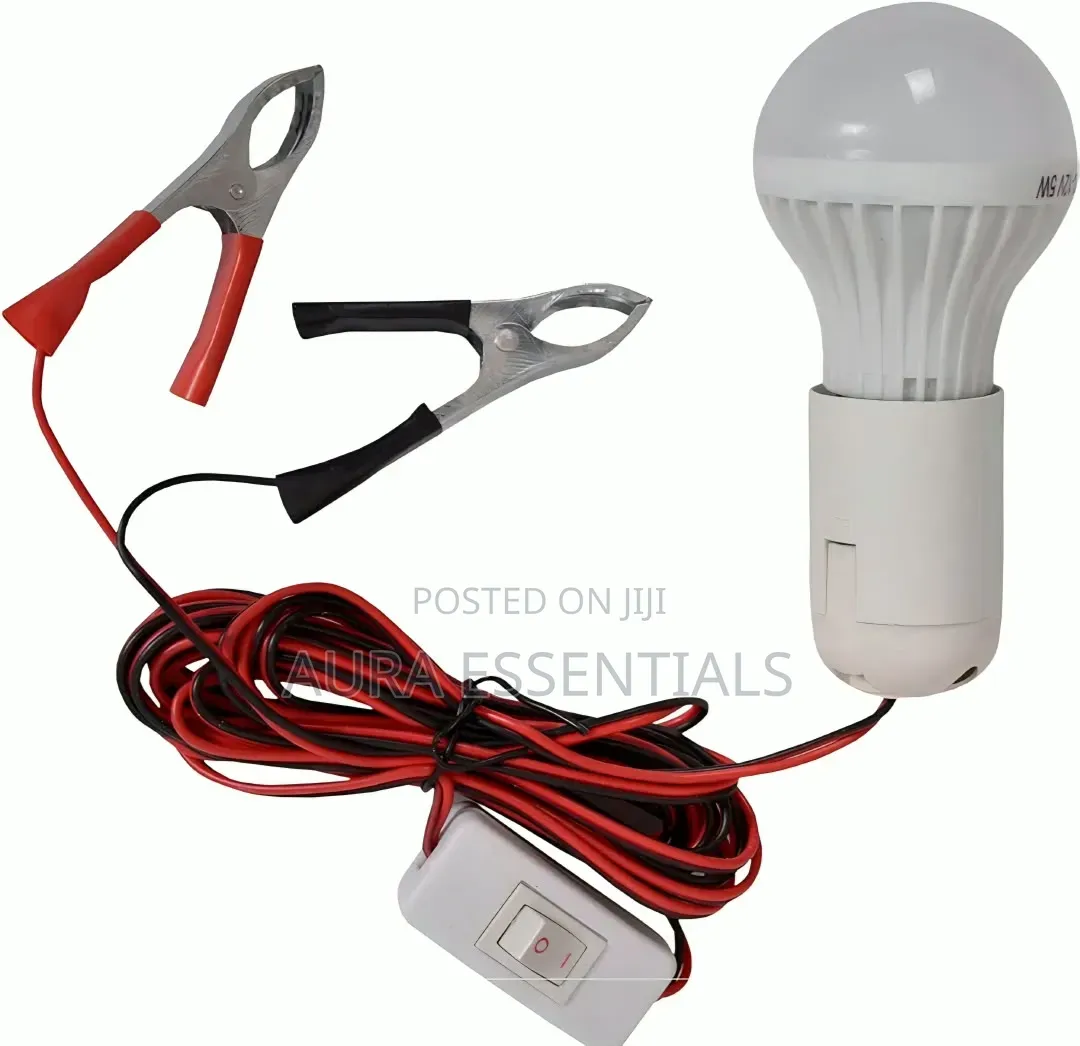 12V LED Work Light Bulb With Battery Alligator
