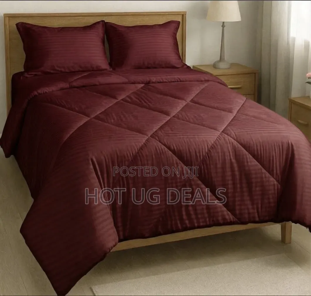 4pc 6x6 Egyptian Plain Duvet Set (1 Bedsheet, 1 Duvet, 2 Pillowcases)