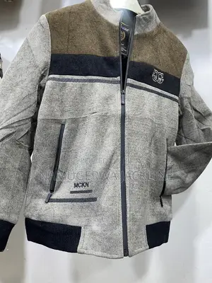 Men's Warm Bomber Jacket Grey Brown Color Block Black Fur Inside