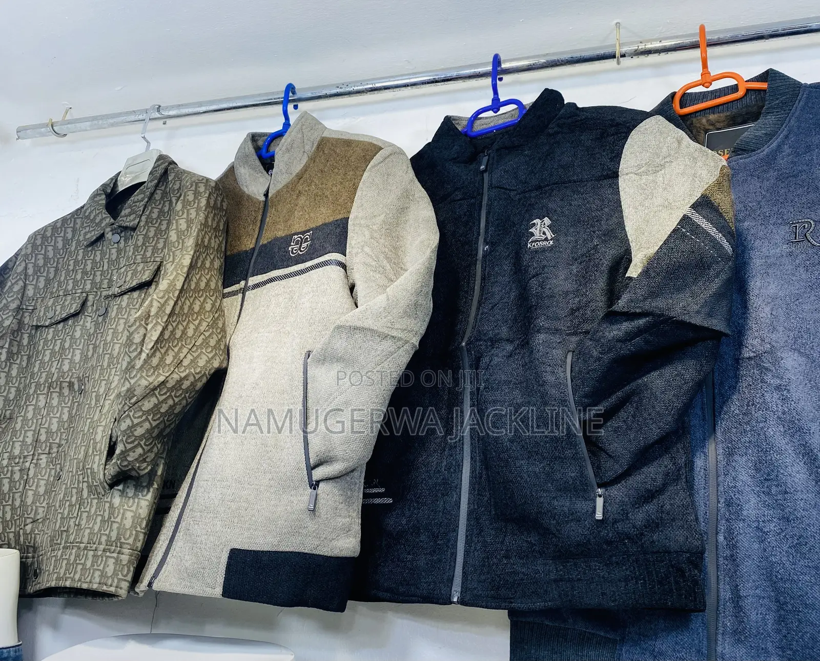 Men's Warm Bomber Jacket Grey Brown Color Block Black Fur Inside