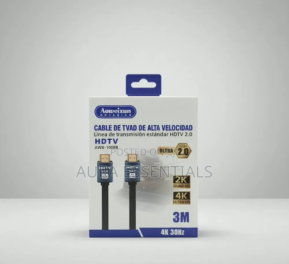 3-Meter High-Speed HDMI 2.0 Cable Supporting 4K Resolution