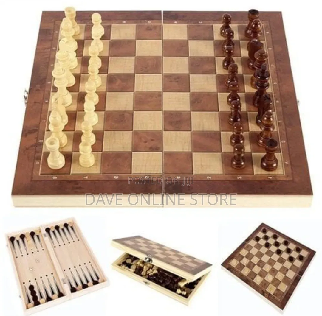 Folding Wooden 3-in-1 Board Game Set