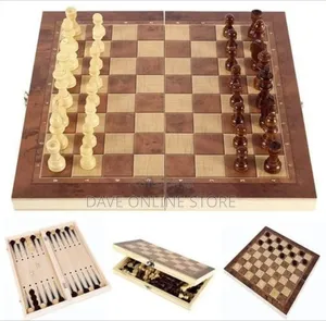 Folding Wooden 3-in-1 Board Game Set