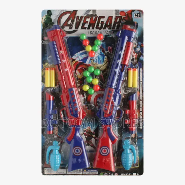 Marvel Avengers-Themed Toy Gun and Target Shooting Set.