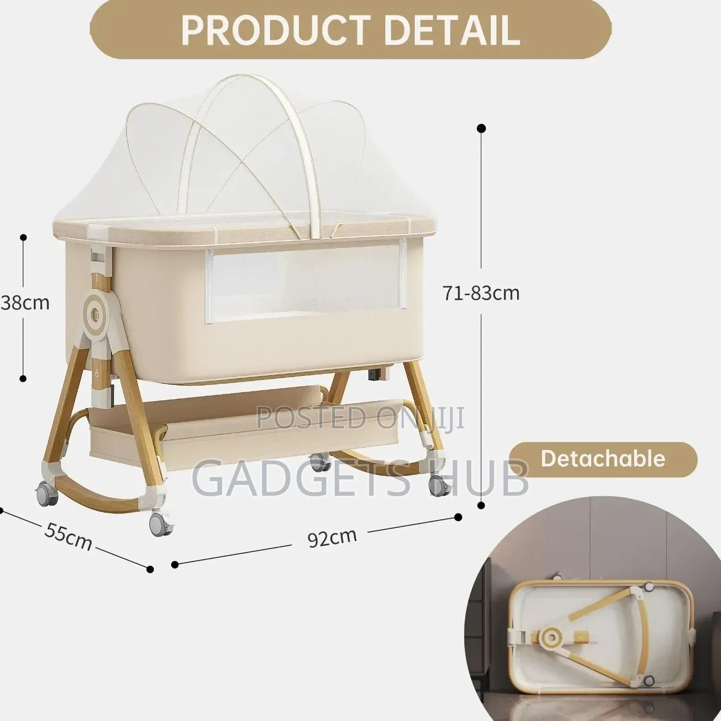 Adjustable 3 in 1 Baby Bassinets Baby Beds Cribs Wheels