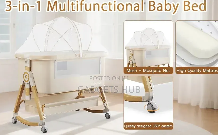 Adjustable 3 in 1 Baby Bassinets Baby Beds Cribs Wheels