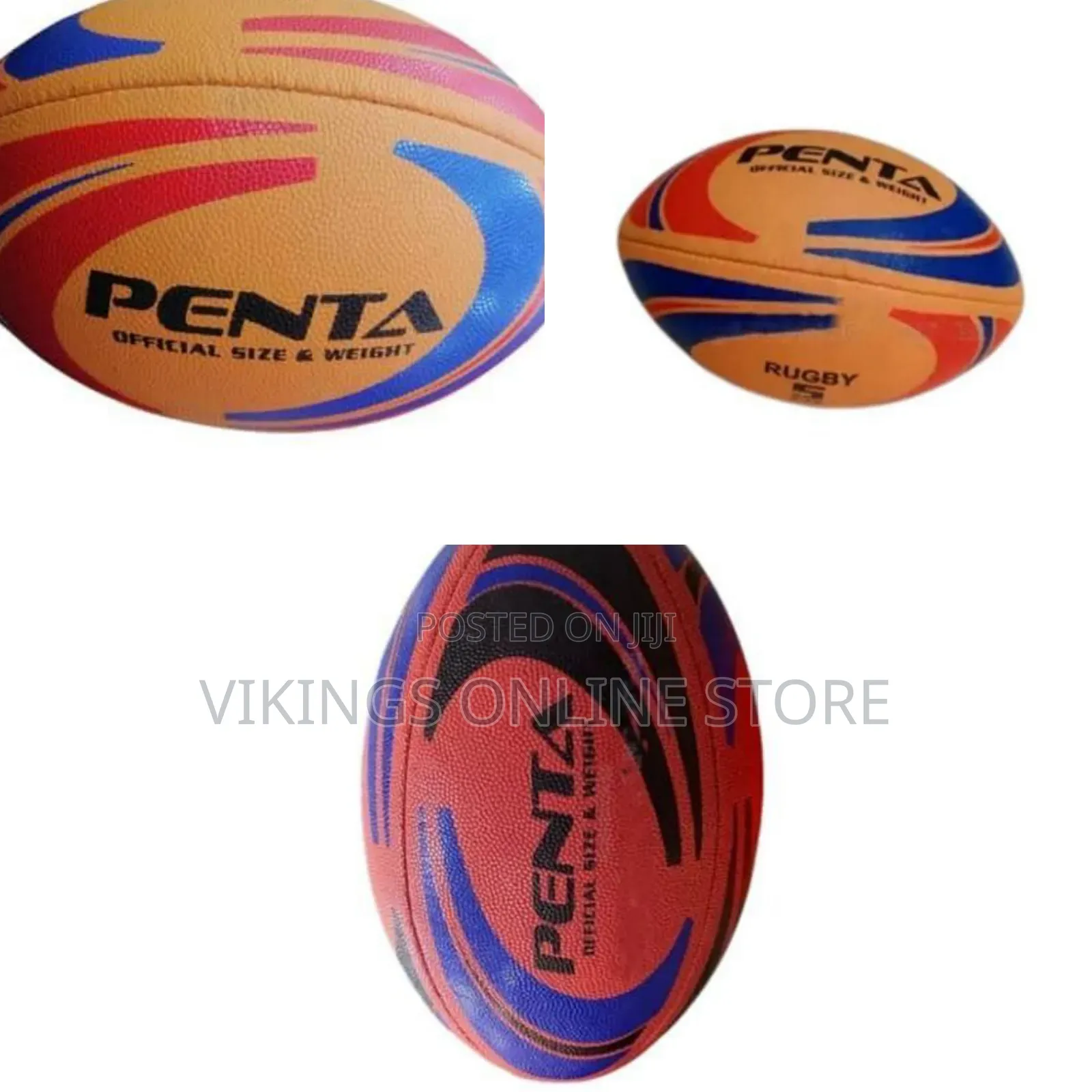 Penta Official Size and Weight Rugby Training Balls- Multicolored