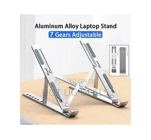 Adjustable Aluminum Laptop Stand - Silver - 5Kg Load Capacity