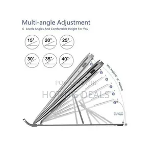 Adjustable Aluminum Laptop Stand - Silver - 5Kg Load Capacity
