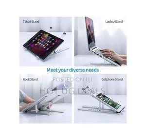 Adjustable Aluminum Laptop Stand - Silver - 5Kg Load Capacity