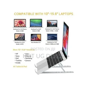 Adjustable Aluminum Laptop Stand - Silver - 5Kg Load Capacity