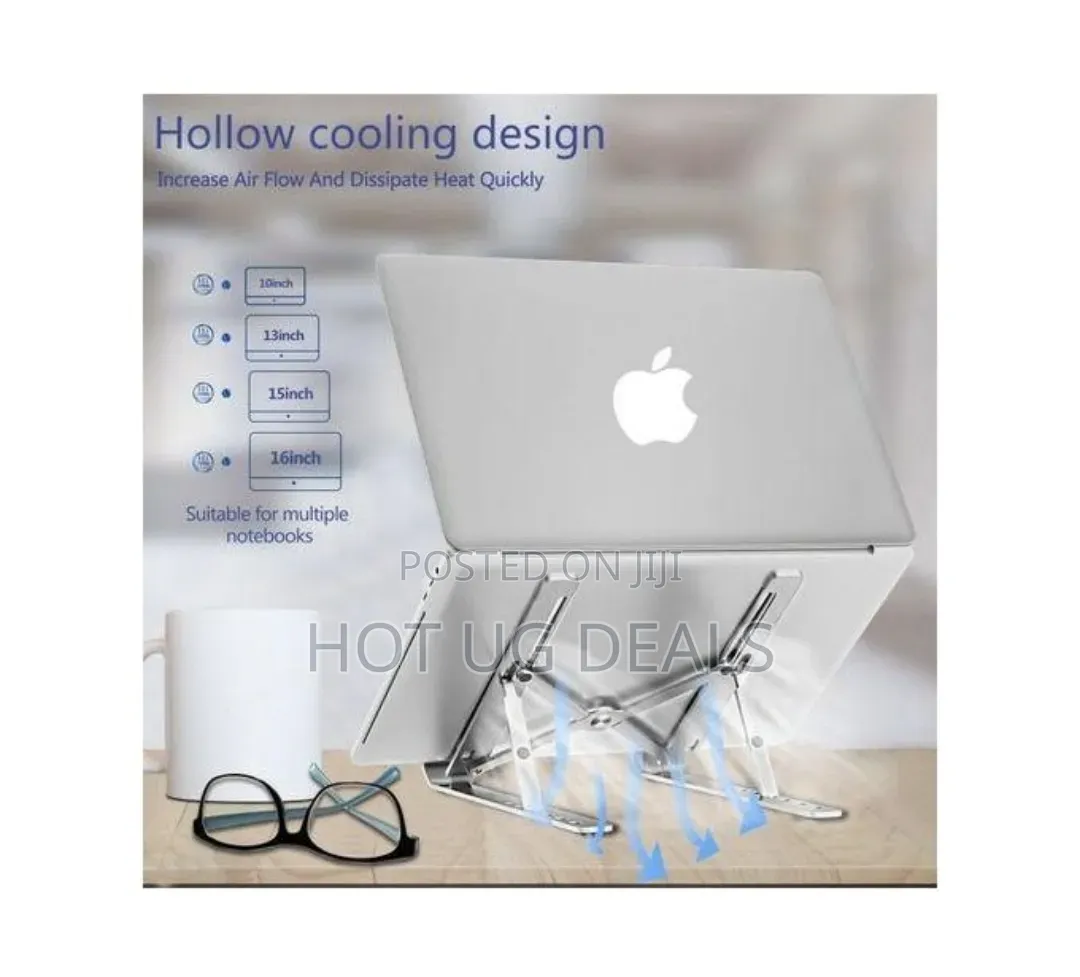 Adjustable Aluminum Laptop Stand - Silver - 5Kg Load Capacity