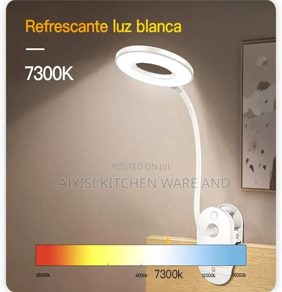 3Modes Clip Desk Light Dimmer Rechargeable USB Led Table Lamp