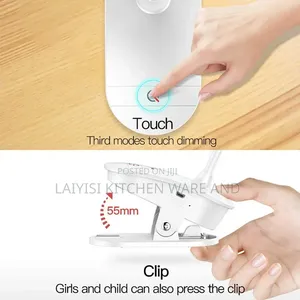 3Modes Clip Desk Light Dimmer Rechargeable USB Led Table Lamp