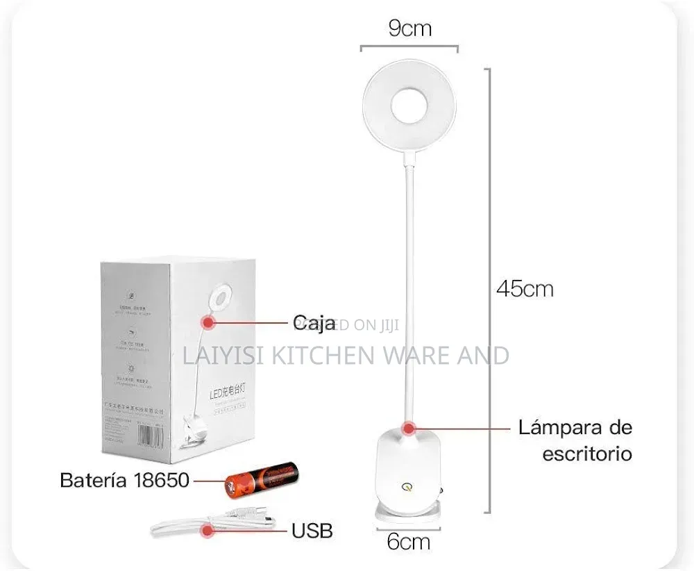 3Modes Clip Desk Light Dimmer Rechargeable USB Led Table Lamp